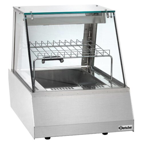 Bartscher Vitrine Chauffante Inox GN1/1 + Grill - Verre Plat - 478x775x600(h)mm