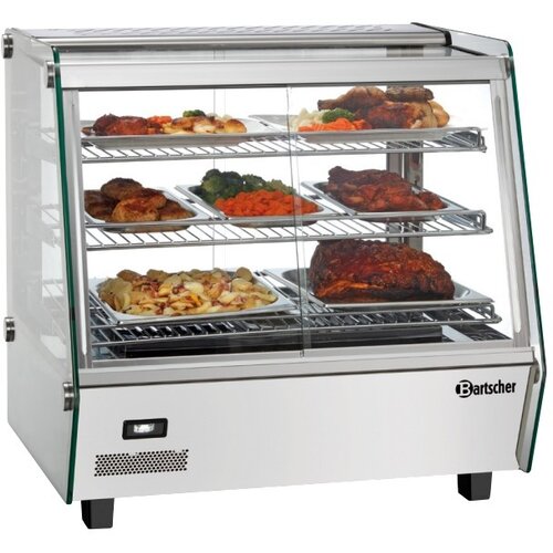 Bartscher Vitrine Chauffante Inox | 3 Grills | Portes Coulissantes  | Éclairage LED | 695x595x685(h)mm