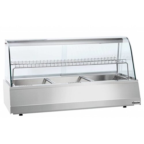 Bartscher Vitrine Chauffante Inox + Grill + 2 Portes Coulissantes - GN3/1 - 1080x775x600(h)mm
