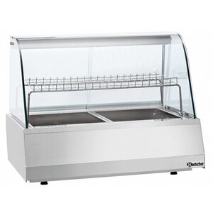 Bartscher Vitrine Chauffante Inox + Grill + 2 Portes Coulissantes - GN2/1 - 750x775x600(h)mm