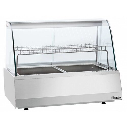 Bartscher Vitrine Chauffante Inox + Grill + 2 Portes Coulissantes - GN2/1 - 750x775x600(h)mm