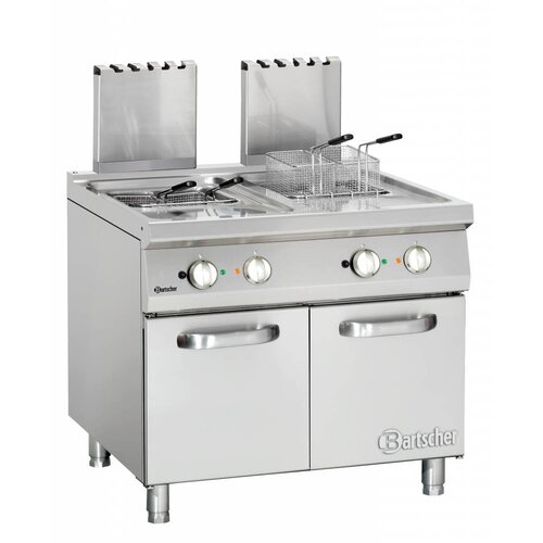 Bartscher Friteuse à Gaz Inox - Série 900 - 2x 20 Litres - 36kW - 900x900x850-900(h)mm