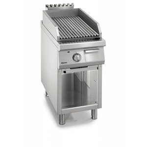 Bartscher Grill à Pierre de Lave Gaz - Sur Armoire Ouverte - Grille V - 11kW - 450x900x850-900(h)mm