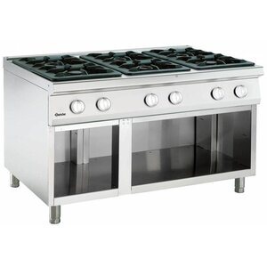 Bartscher Fourneau à Gaz 6 Feux Vifs + Armoire Ouverte - Série 900 - 1350x900x850-900(h)mm