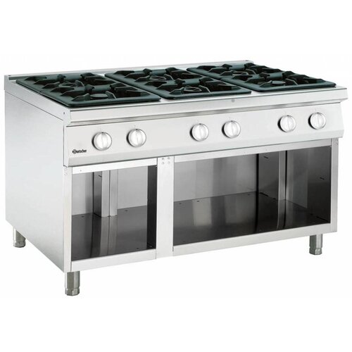 Bartscher Fourneau à Gaz 6 Feux Vifs + Armoire Ouverte - Série 900 - 1350x900x850-900(h)mm