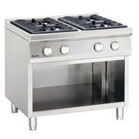 Fourneau à Gaz 4 Feux Vifs + Armoire Ouverte - Série 900 - 900x900x850-900(h)mm