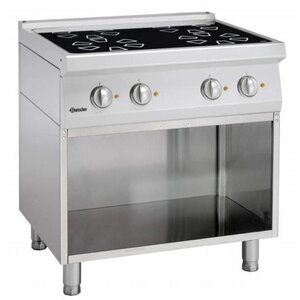 Bartscher Fourneau Vitrocéramique Inox - 4 Zones Chauffantes - Sur Armoire Ouverte - 800x700x850-900(h)mm Bartscher Fourneau Vitrocéramique Inox - 4 Zones Chauffantes - Sur Armoire Ouverte - 800x700x850-900(h)mm