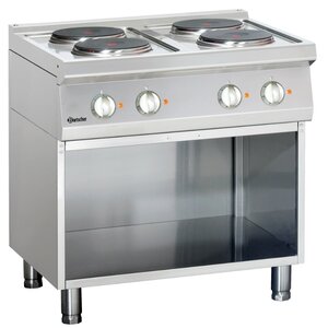 Bartscher Fourneau Électrique Inox - Sur Armoire Ouverte - 4 Plaques De Ø220mm - 800x700x850-900(h)mm
