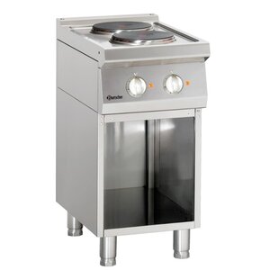Bartscher Fourneau Électrique Inox - Sur Armoire Ouverte - 2 Plaques De Ø220mm - 400x700x850-900(h)mm