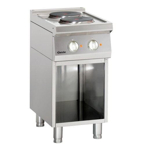 Bartscher Fourneau Électrique Inox - Sur Armoire Ouverte - 2 Plaques De Ø220mm - 400x700x850-900(h)mm