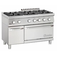 Fourneau à Gaz 6 Feux + Four Gaz GN2/1 | Série 700 | 1200x700x850-900(h)mm