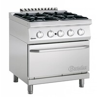 Fourneau à Gaz 4 Feux | Four Gaz GN2/1 | Série 700 | 800x700x850-900(h)mm
