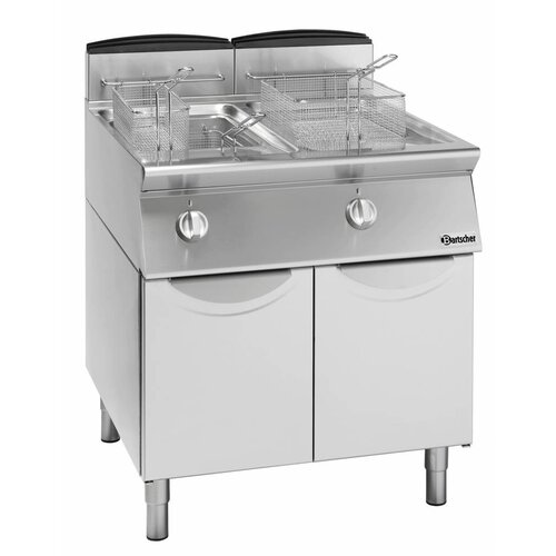 Bartscher Friteuse à Gaz Sur Armoire - 2x 13 Litres - 18,8kW - 600x700x850(h)mm
