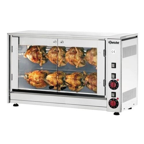 Bartscher Rôtissoire Électrique Inox - 2 Borches Pour 8 Poulets - 3,5kW - 880x430x530(h)mm