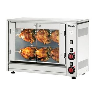 Bartscher Rôtissoire Électrique Inox - 2 Broches Pour 6 Poulets - 2,8kW - 700x360x530(h)mm