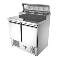 Saladette Inox | 2 Portes | Avec 5x GN1/6 | Froid Ventilé | 900x690x1000(h)mm