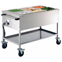 Chariot Bain-Marie Inox | 3x GN1/1 - 200(p)mm | 650x1200x855(h)mm