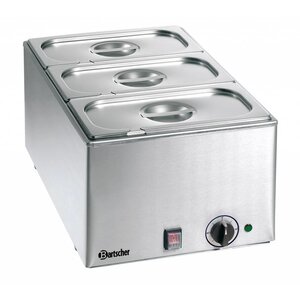 Bartscher Bain Marie Inox | 3x GN1/3 | 150(p)mm | 1200W | BACS GN et COUVERCLES INCLUS Bartscher Bain Marie Inox | 3x GN1/3 | 150(p)mm | 1200W | BACS GN et COUVERCLES INCLUS