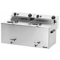 Friteuse Électrique Double | 2x 10 Litres | 400V | Robinets De Vidange et Paniers Inclus | 750x450x375(h)mm
