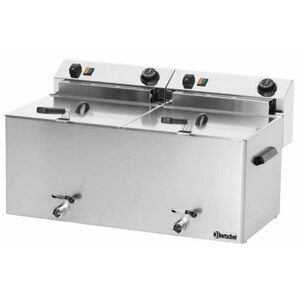 Bartscher Friteuse Électrique Double |  2x 10 Litres | 400V | Robinets De Vidange et Paniers Inclus | 750x450x375(h)mm