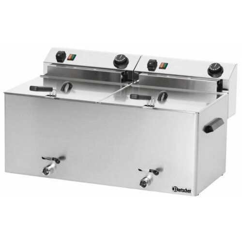 Bartscher Friteuse Électrique Double |  2x 10 Litres | 400V | Robinets De Vidange et Paniers Inclus | 750x450x375(h)mm