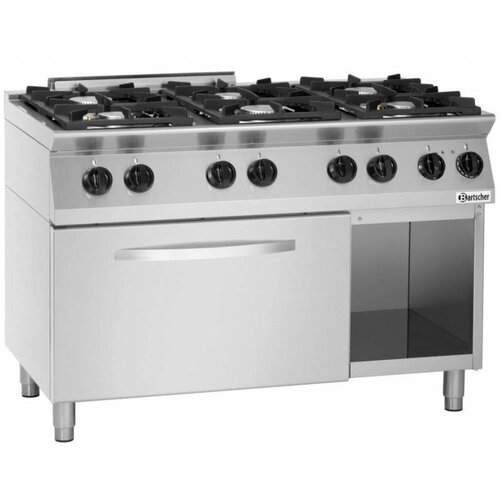 Bartscher Fourneau à Gaz 6 Feux | Four Électrique GN 2/1 | 400V | 1200x700x910-955(h)mm
