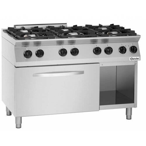 Bartscher Fourneau à Gaz 6 Feux | Four Électrique GN 2/1 | 400V | 1200x700x910-955(h)mm
