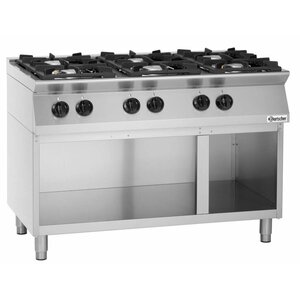 Bartscher Fourneau à Gaz 6 Feux Vifs MFGO 760 | Sur Armoire Ouverte | 1200x700x910-955(h)mm