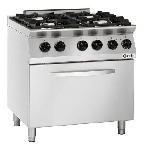 Bartscher Fourneau à Gaz 4 Feux | Four Électrique GN2/1 | 400V | 800x700x190(h)mm