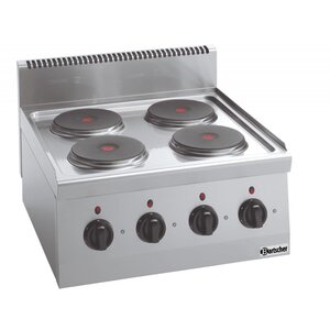 Bartscher Fourneau Électrique Inox - 4 Plaques Ø180mm - 8kW - 600x600x290(h)mm