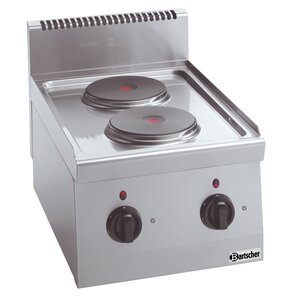 Bartscher Fourneau Électrique Inox - 2 Plaques Ø180mm - 4kW - 400x600x290(h)mm
