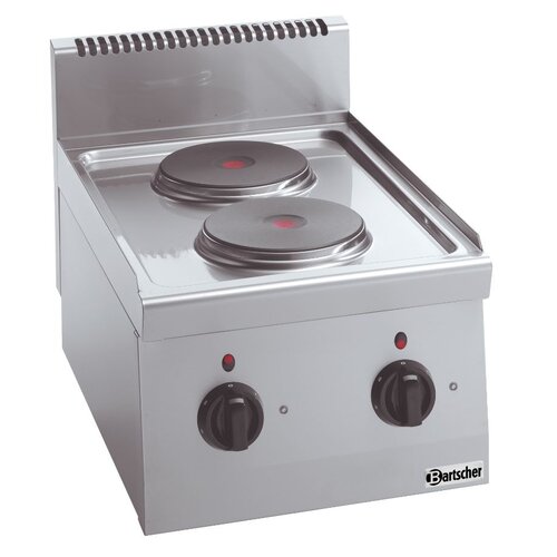 Bartscher Fourneau Électrique Inox - 2 Plaques Ø180mm - 4kW - 400x600x290(h)mm