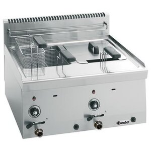 Bartscher Friteuse à Gaz Inox | 2x 8 Litres | Série 600 | 13,4kW | 600x600x290(h)mm