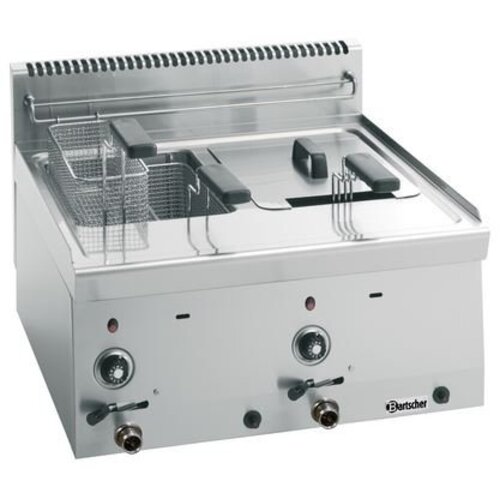 Bartscher Friteuse à Gaz Inox | 2x 8 Litres | Série 600 | 13,4kW | 600x600x290(h)mm