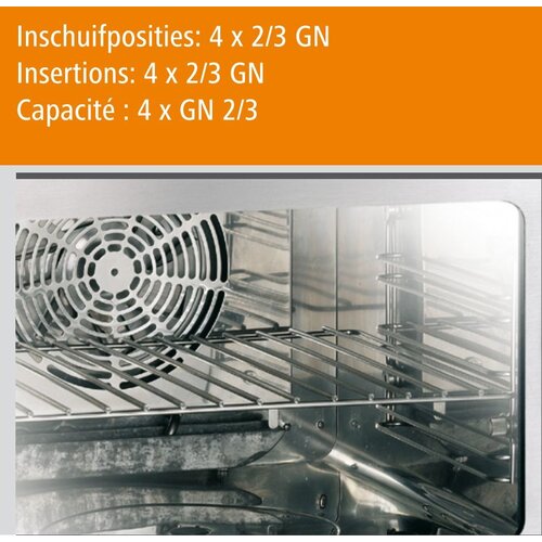 Bartscher Four Mixte à Vapeur Inox | 4x GN2/3 | Électrique | Capacité 20-60 Couverts