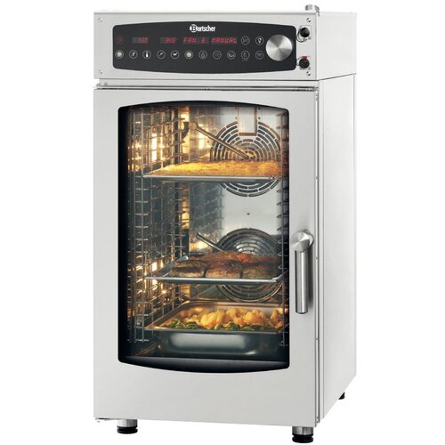 Bartscher Four Mixte à Vapeur Compact | 10x GN1/1 | Touches Tactiles | Capacité 80-150 Couverts