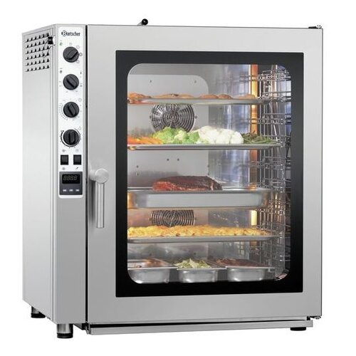 Bartscher Four Mixte à Vapeur INOX | 10x GN1/1 | Boutons Manuels | Capacité 80-150 Couverts