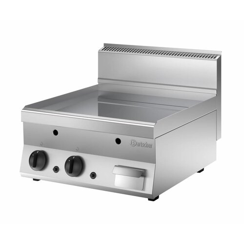 Bartscher Plaque à Snacker Gaz Inox - Plaque Lisse - 10kW - 600x650x295(h)mm