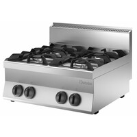 Fourneau à Gaz GPL Inox - 4 Feux Vifs Dont 2x 3,5kW Et 2x 5,5kW - 700x650x295(h)mm