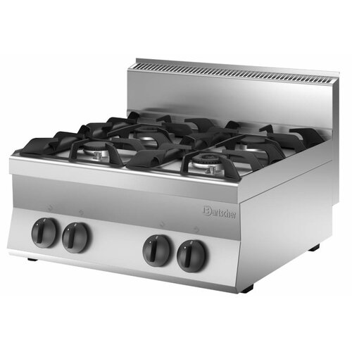 Bartscher Fourneau à Gaz GPL Inox - 4 Feux Vifs Dont 2x 3,5kW Et 2x 5,5kW - 700x650x295(h)mm Bartscher Fourneau à Gaz GPL Inox - 4 Feux Vifs Dont 2x 3,5kW Et 2x 5,5kW - 700x650x295(h)mm