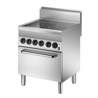 Fourneau Vitrocéramique Inox - 12,2kW - 4 Plaques Différentes Tailles - 700x650x870(h)mm