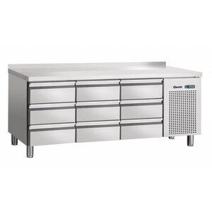 Bartscher Comptoir Réfrigérée + Dosseret 50mm - 9 Tiroirs GN1/1 - 1800x700x850(h)mm