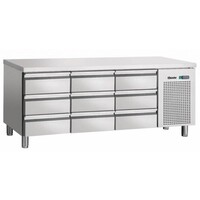 Comptoir Réfrigéré Inox - 9 Tiroirs - Froid Ventilé - 452W - 1792x700x850(h)mm