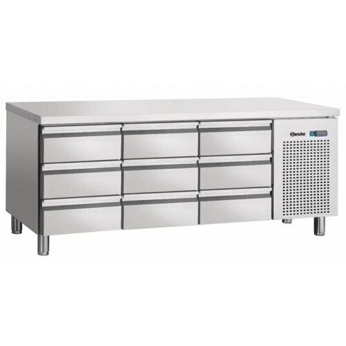 Bartscher Comptoir Réfrigéré Inox - 9 Tiroirs - Froid Ventilé - 452W - 1792x700x850(h)mm