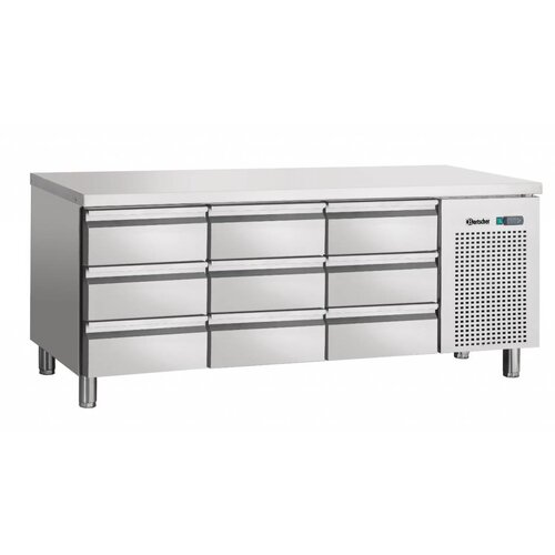 Bartscher Comptoir Réfrigéré Inox - 9 Tiroirs - Froid Ventilé - 452W - 1792x700x850(h)mm