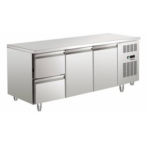 Bartscher Comptoir Réfrigéré Inox - 2 Portes 2 Tiroirs - Froid Ventilé - 452W - 1792x700x850(h)mm