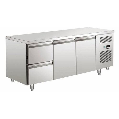 Bartscher Comptoir Réfrigéré Inox - 2 Portes 2 Tiroirs - Froid Ventilé - 452W - 1792x700x850(h)mm Bartscher Comptoir Réfrigéré Inox - 2 Portes 2 Tiroirs - Froid Ventilé - 452W - 1792x700x850(h)mm