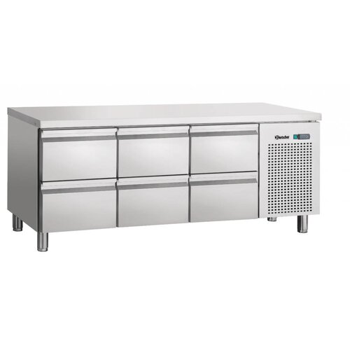 Bartscher Comptoir Réfrigérée + Dosseret 50mm - 6 Tiroirs GN1/1 - 1342x700x850(h)mm Bartscher Comptoir Réfrigérée + Dosseret 50mm - 6 Tiroirs GN1/1 - 1342x700x850(h)mm