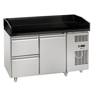 Bartscher Comptoir Réfrigéré | Inox | 1 Porte 2 Tiroirs | GN1/1 | Froid Ventilé | 385W | 1400x700x(h)950mm