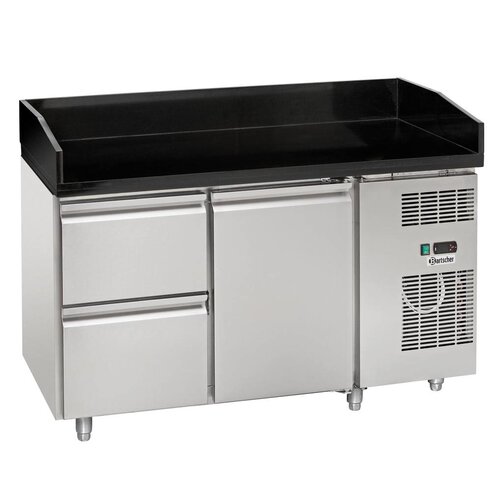 Bartscher Comptoir Réfrigéré | Inox | 1 Porte 2 Tiroirs | GN1/1 | Froid Ventilé | 385W | 1400x700x(h)950mm